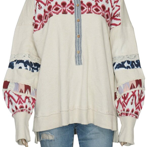 Pilcro Crafted Button-Front Pullover Hoodie Top Anthropologie Tunic M - Picture 8 of 9